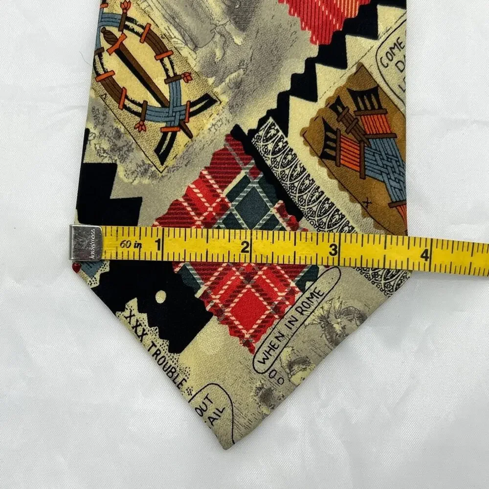 Vintage Nicole Miller 1990s Silk Tie Necktie Whimsical Print 90s Devil Crab